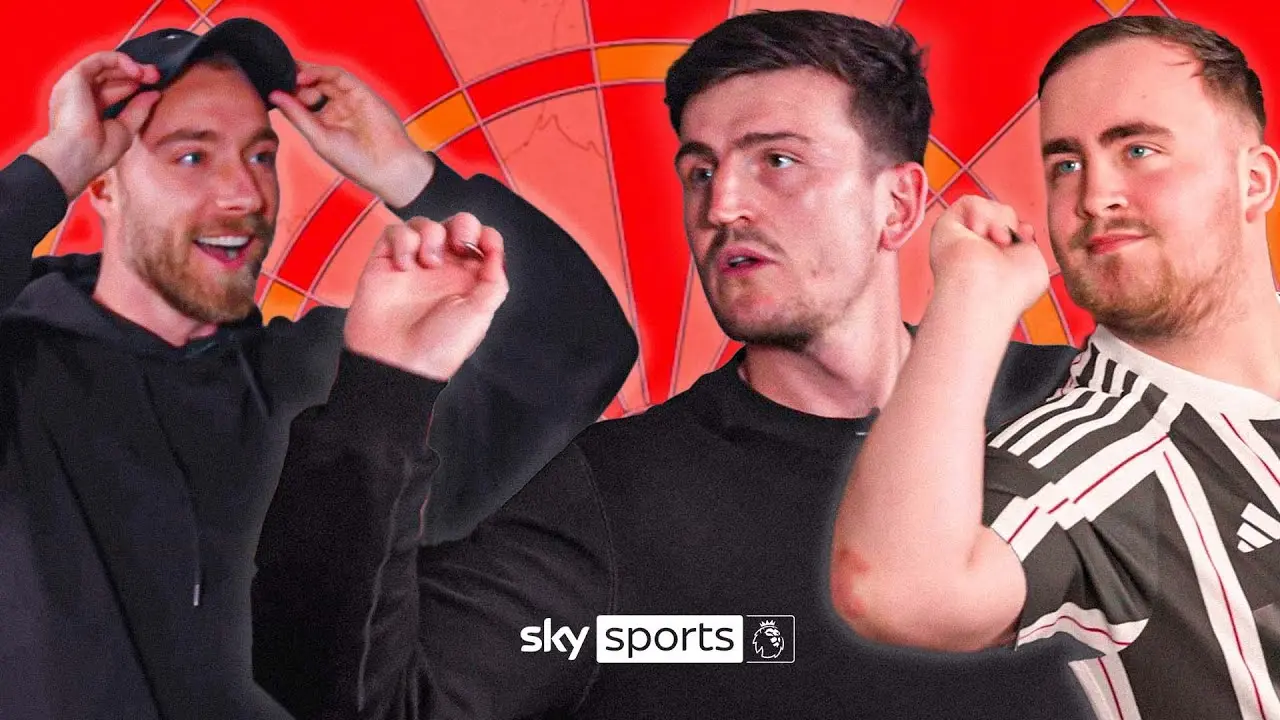 VIDEO: Luke Littler takes on Manchester United stars Harry Maguire and Christian Eriksen