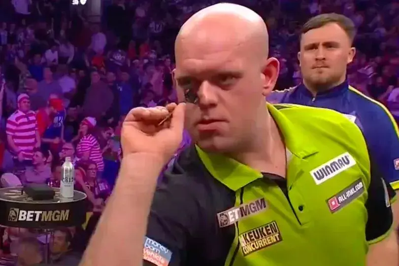 VIDEO: Michael van Gerwen shows how to hit 144 after Luke Littler misses nine darter