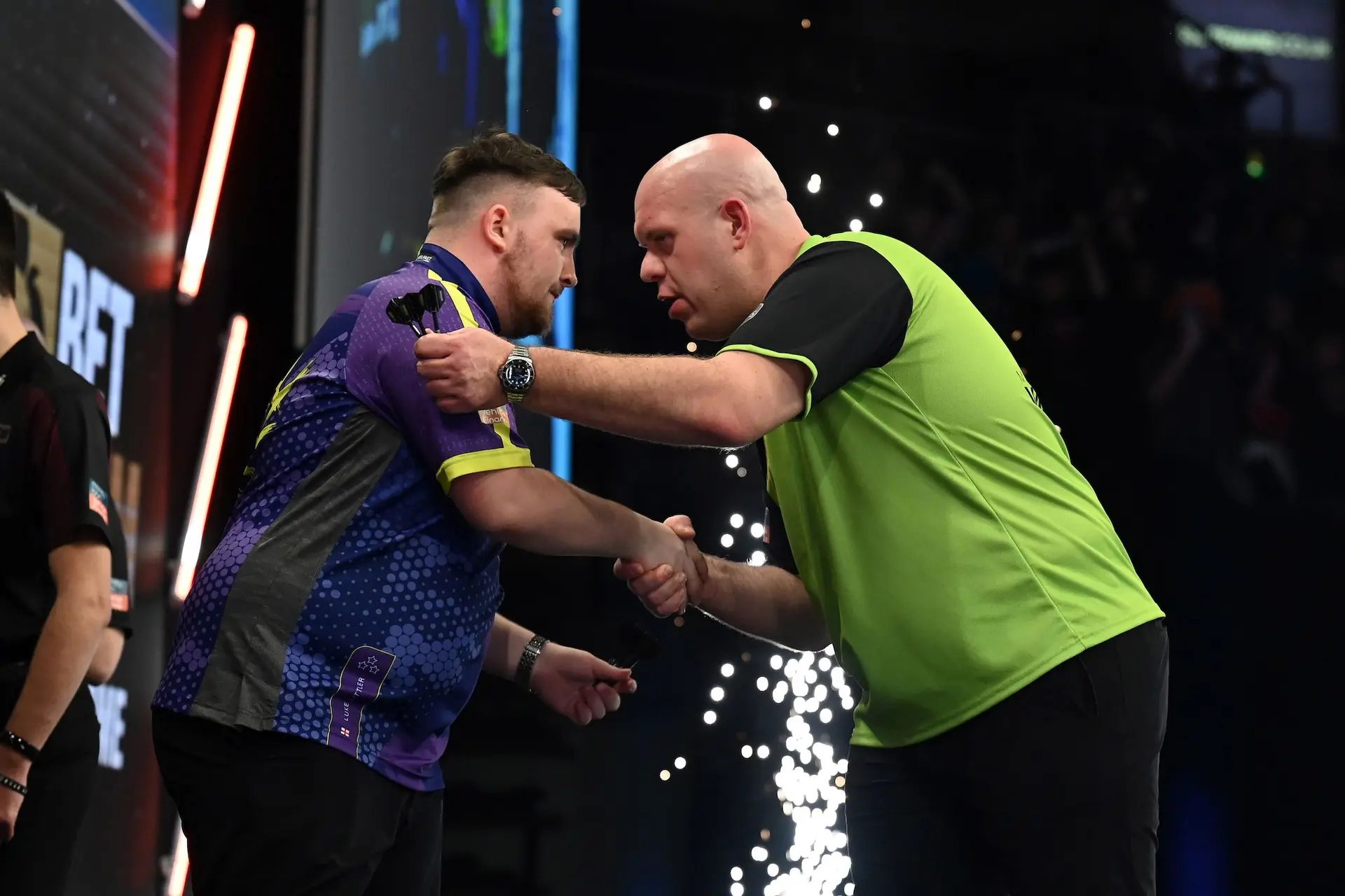 Luke Littler hands Michael van Gerwen defeat for second week running in Premier League Darts after Nathan Aspinall delights Manchester crowd
