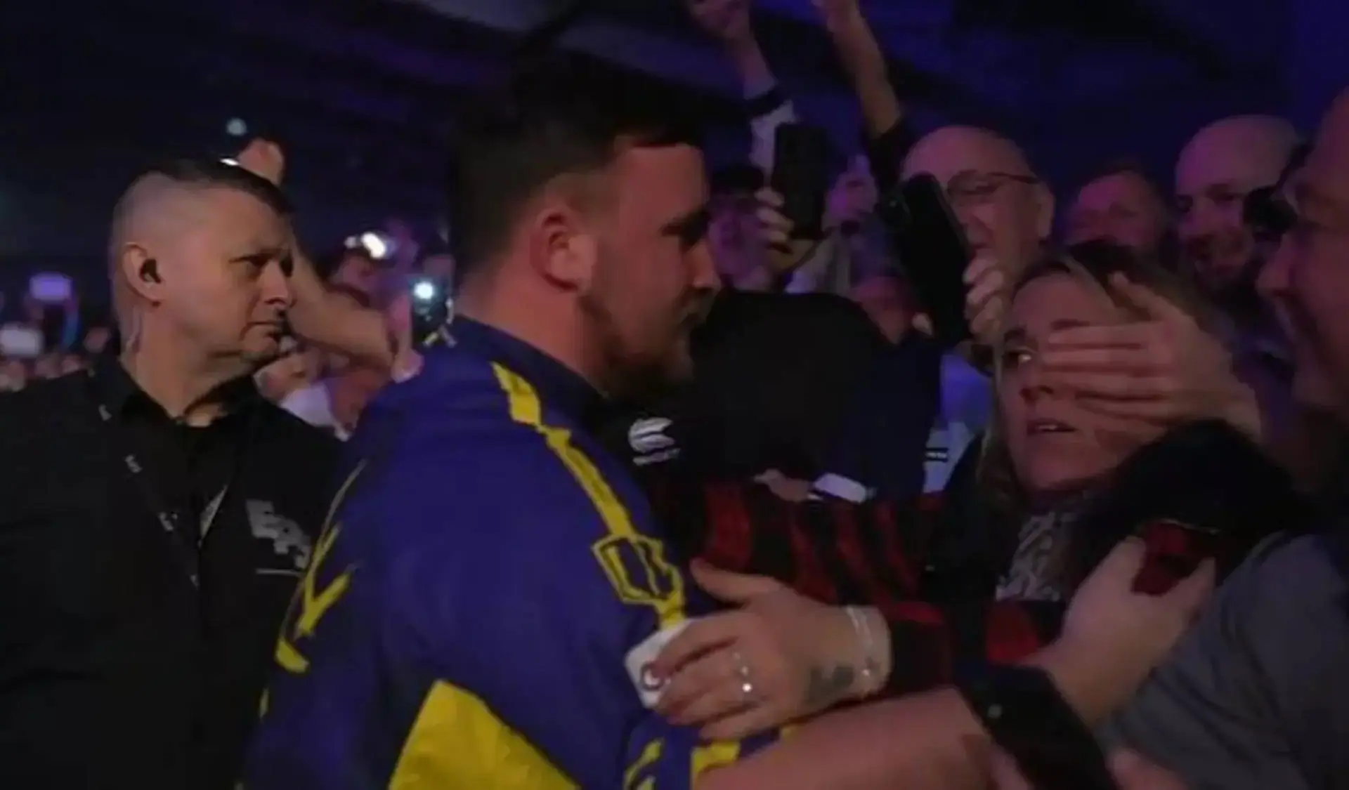 Luke Littler left fuming as mother is barged by spectator during Premier League Darts walk-on