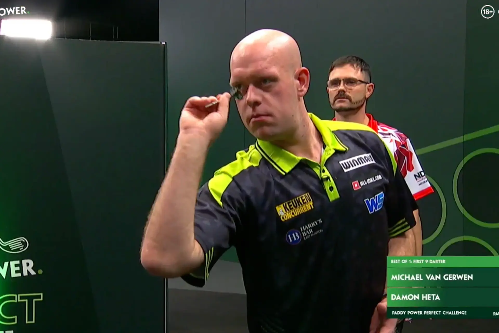 (VIDEO) Michael van Gerwen so close to nine-dart finish in Paddy Power Perfect Challenge