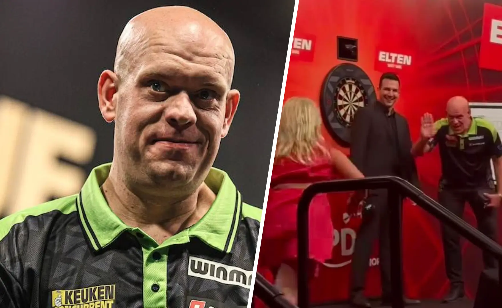 Brilliant but emotional moment after Michael van Gerwen's Leverkusen win as daughter Zoë runs into her father's arms