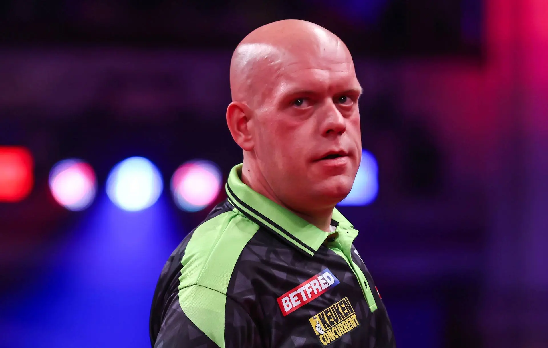 Michael van Gerwen looks concerned