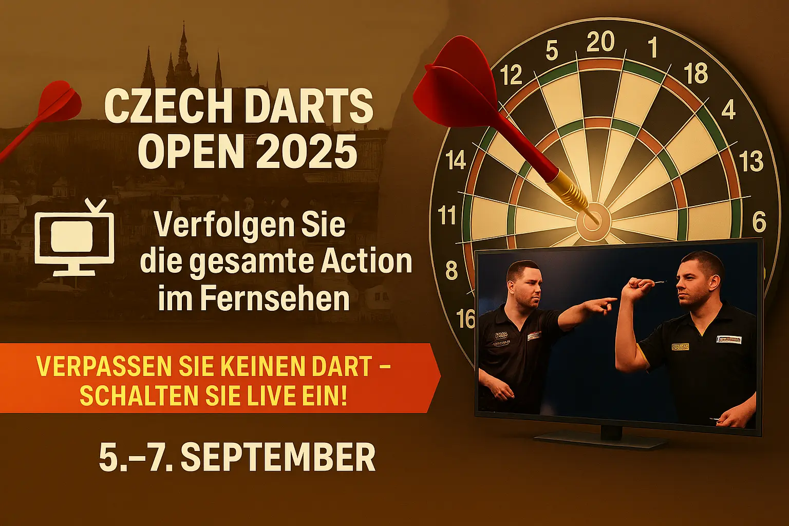 Wie kann man die Czech Darts Open 2025 GRATIS live im TV sehen? Alle DAZN und Pluto TV Sendezeiten im Überblick