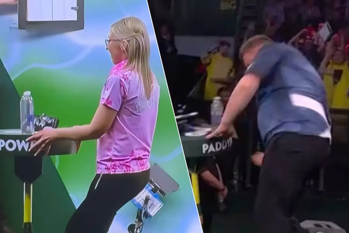VIDEO: Fallon Sherrock reagiert mit ironischer Geste auf den WM-Wutausbruch von Cameron Menzies