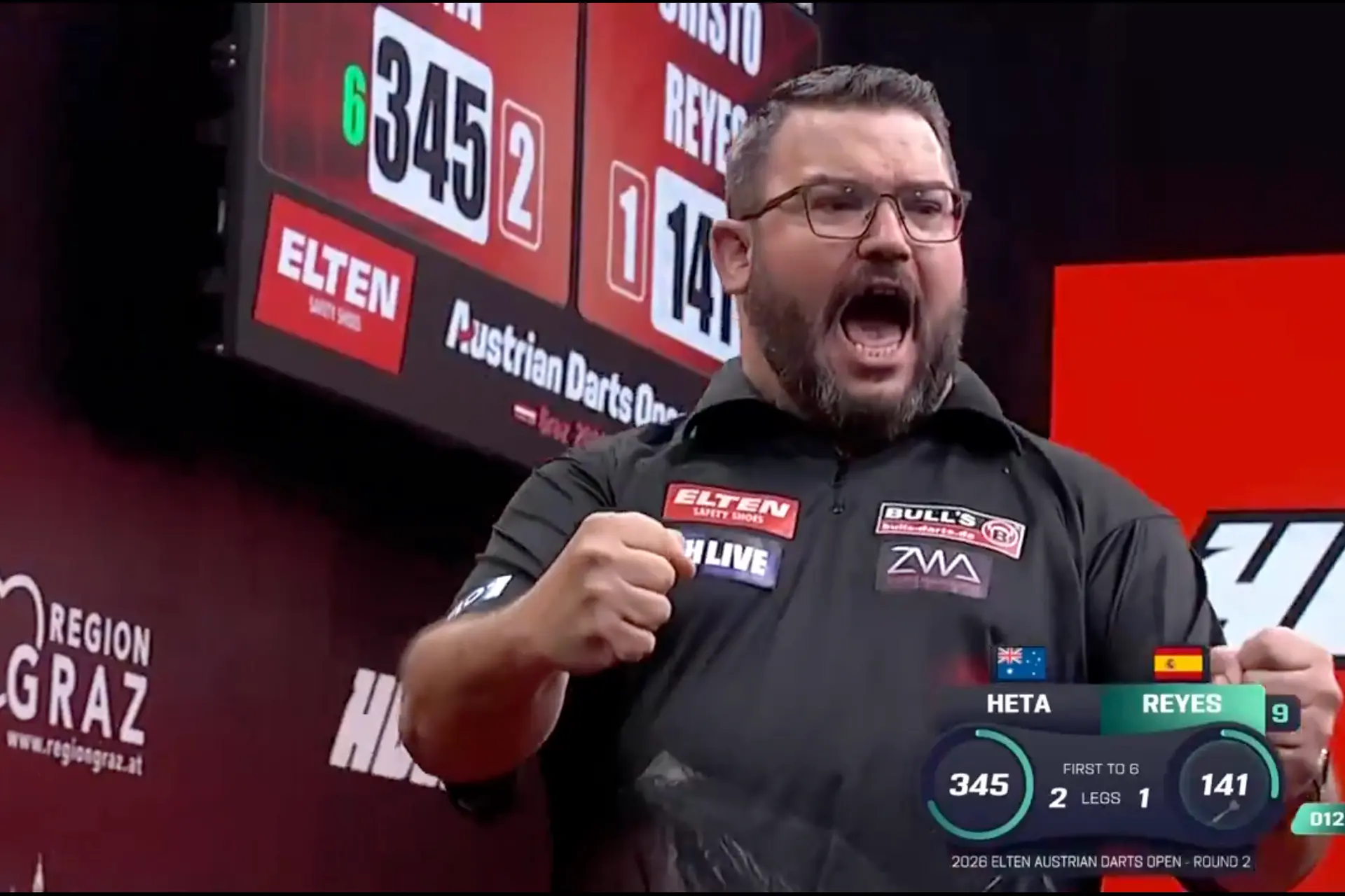 (VIDEO) Magie von Cristo Reyes! 9-Darter beim Sieg über Damon Heta bei den Austrian Darts Open