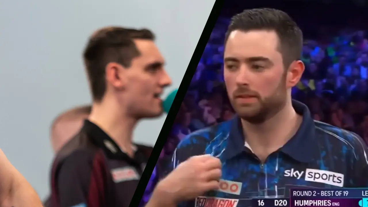 VIDEO: Scheidsrechter verklaart worp van Luke Humphries ongeldig op Masters