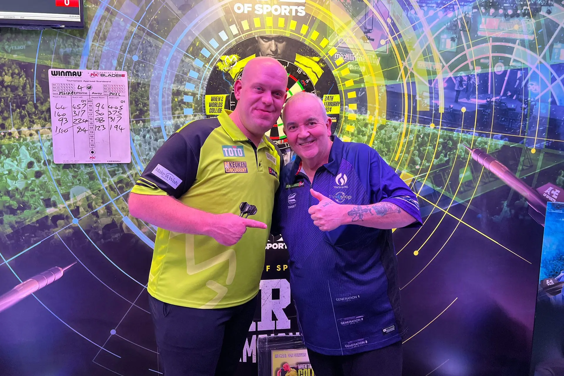 Van Gerwen verslaat Taylor in laatste clash ooit tussen de twee dartslegendes