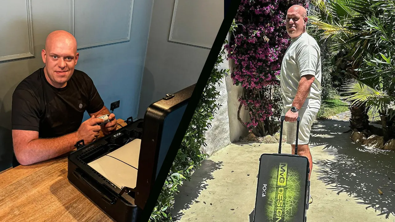 Michael van Gerwen krijgt gepersonaliseerde reiskoffer om overal ter wereld te kunnen gamen