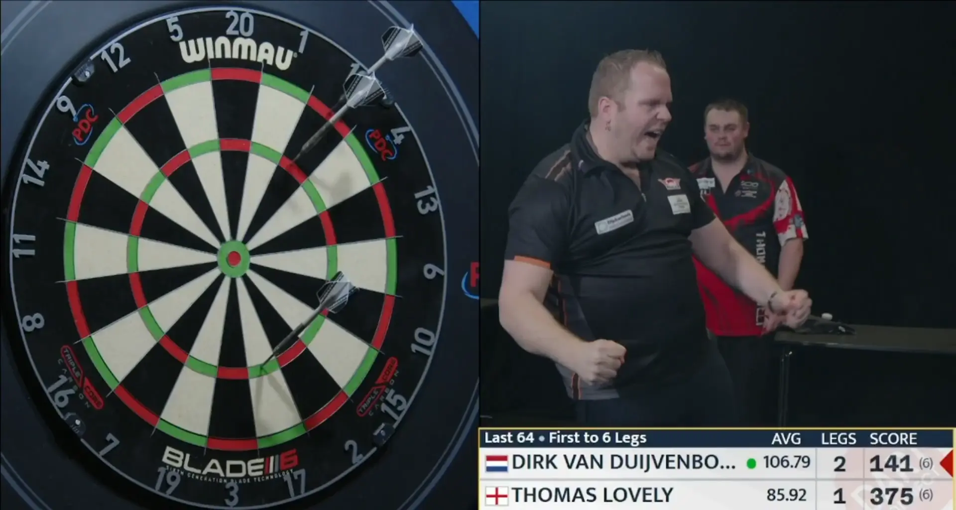 VIDEO: Dirk van Duijvenbode produceert negendarter tijdens Players Championship 7