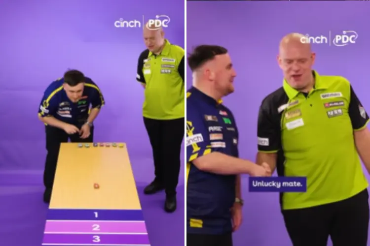 VIDEO: Michael van Gerwen en Luke Littler strijden in hilarische 'Mini Car Challenge'