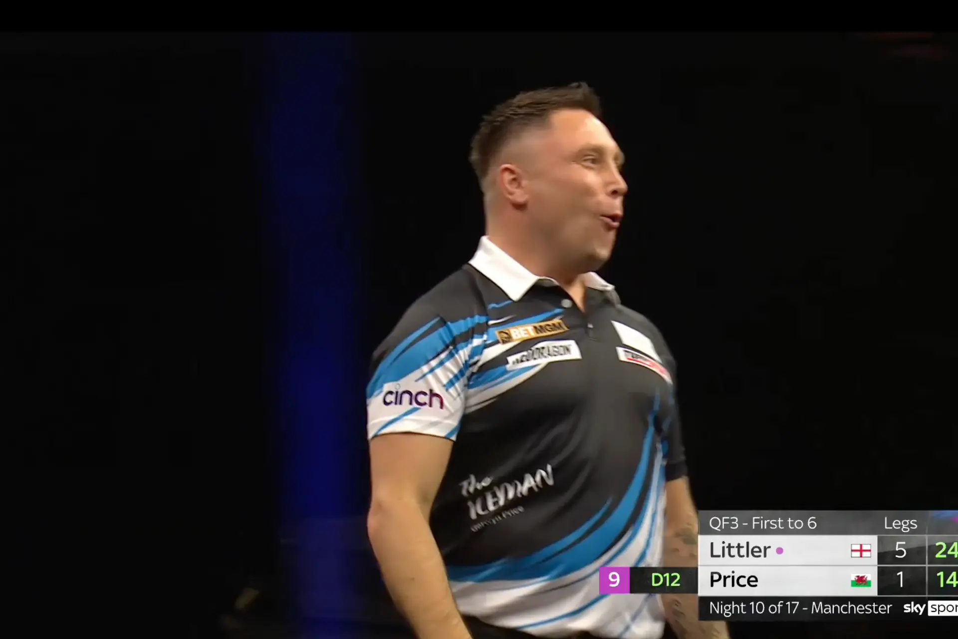 VIDEO: Gerwyn Price gooit negendarter tegen Luke Littler in Premier League Darts