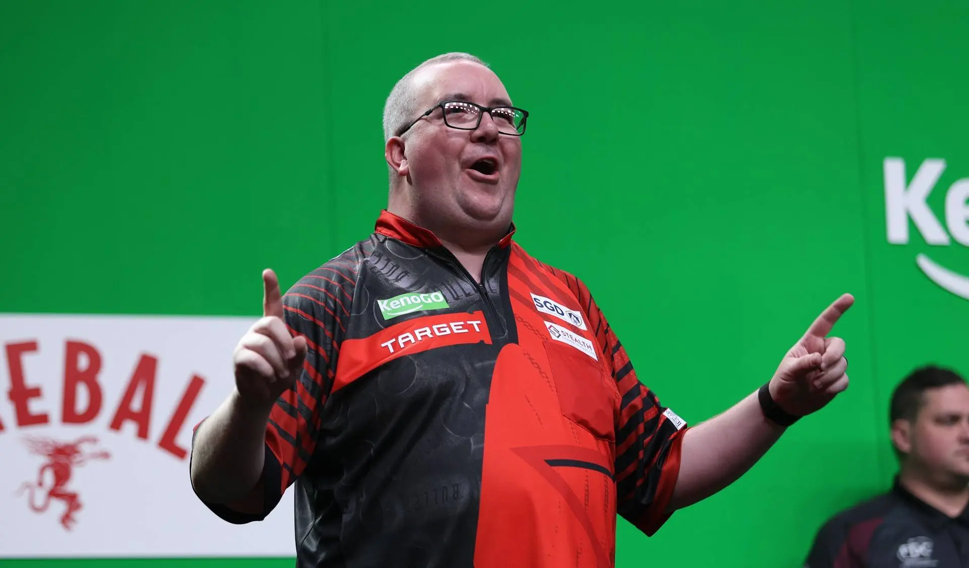 Stephen Bunting heeft een onderonsje met het publiek