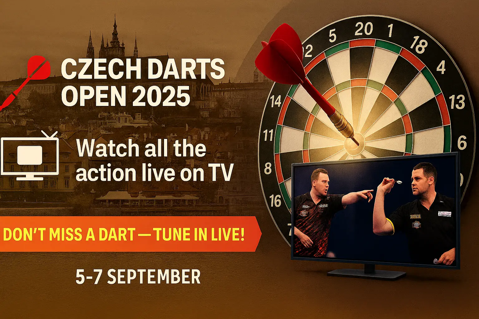 Live darts op TV kijken tijdens Czech Darts Open 2025: alle uitzendtijden op een rij