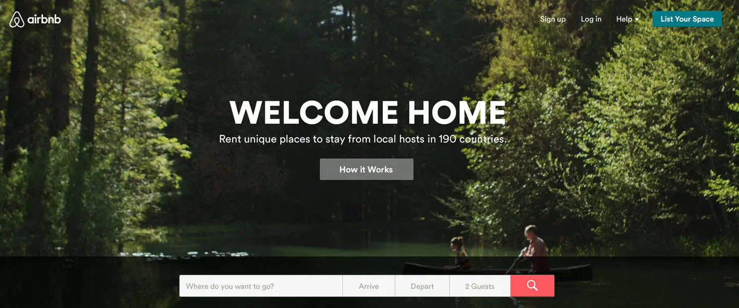 airbnb homepage