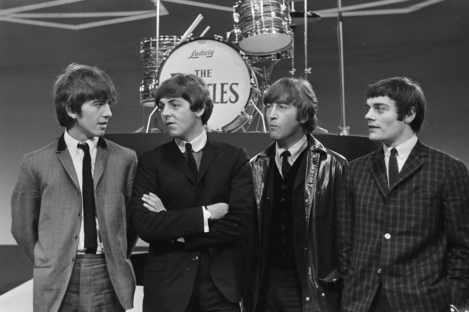televisie optreden van the beatles in treslong te hillegom vlnr george harriso bestanddeelnr 916 5100