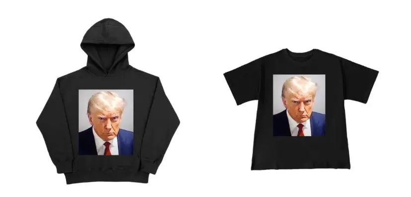 Amerikanen kunnen het niet laten en verkopen nu al shirts met mugshot van Donald Trump