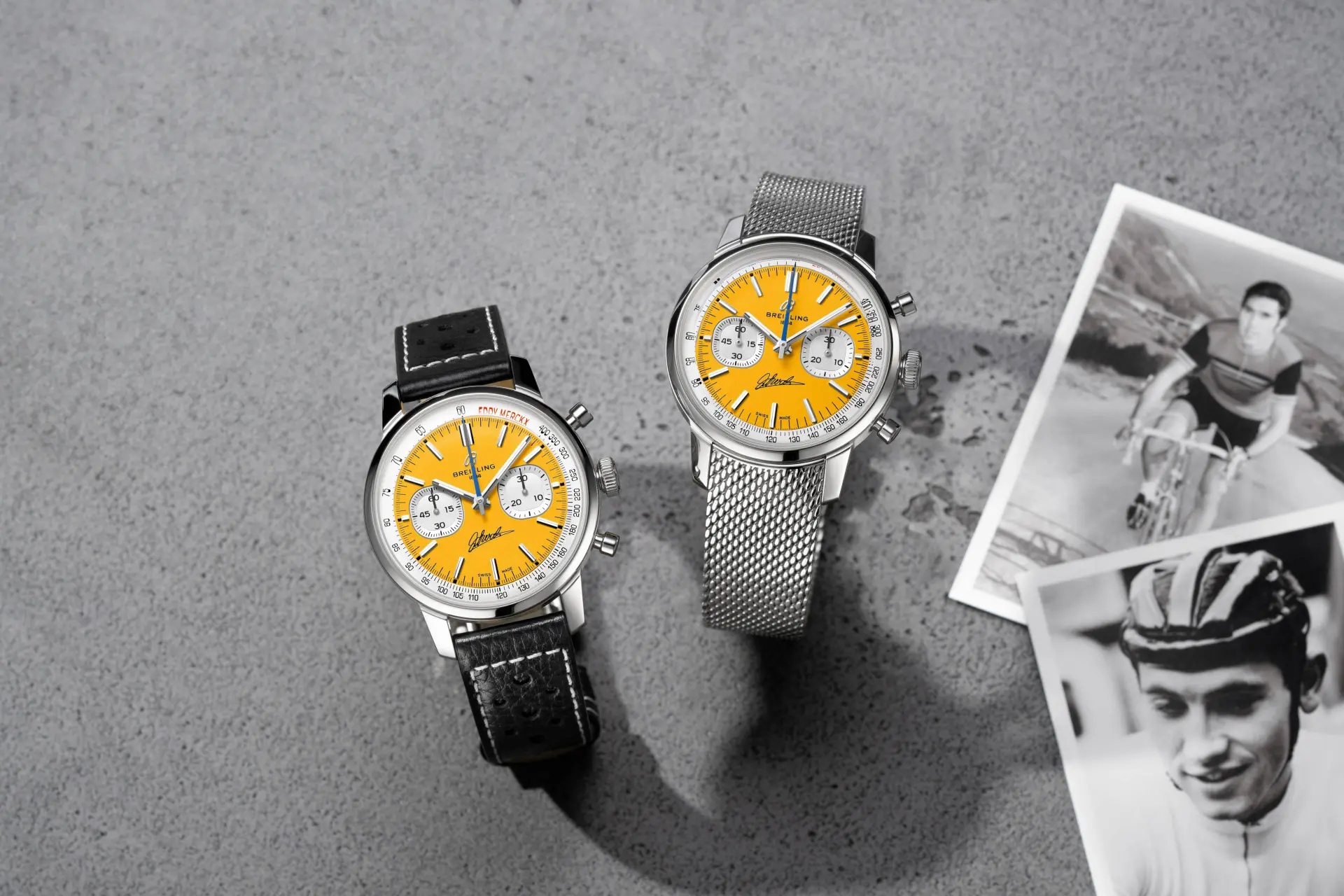 Breitling zet Eddy Merckx in het zonnetje met opvallende gele Top Time