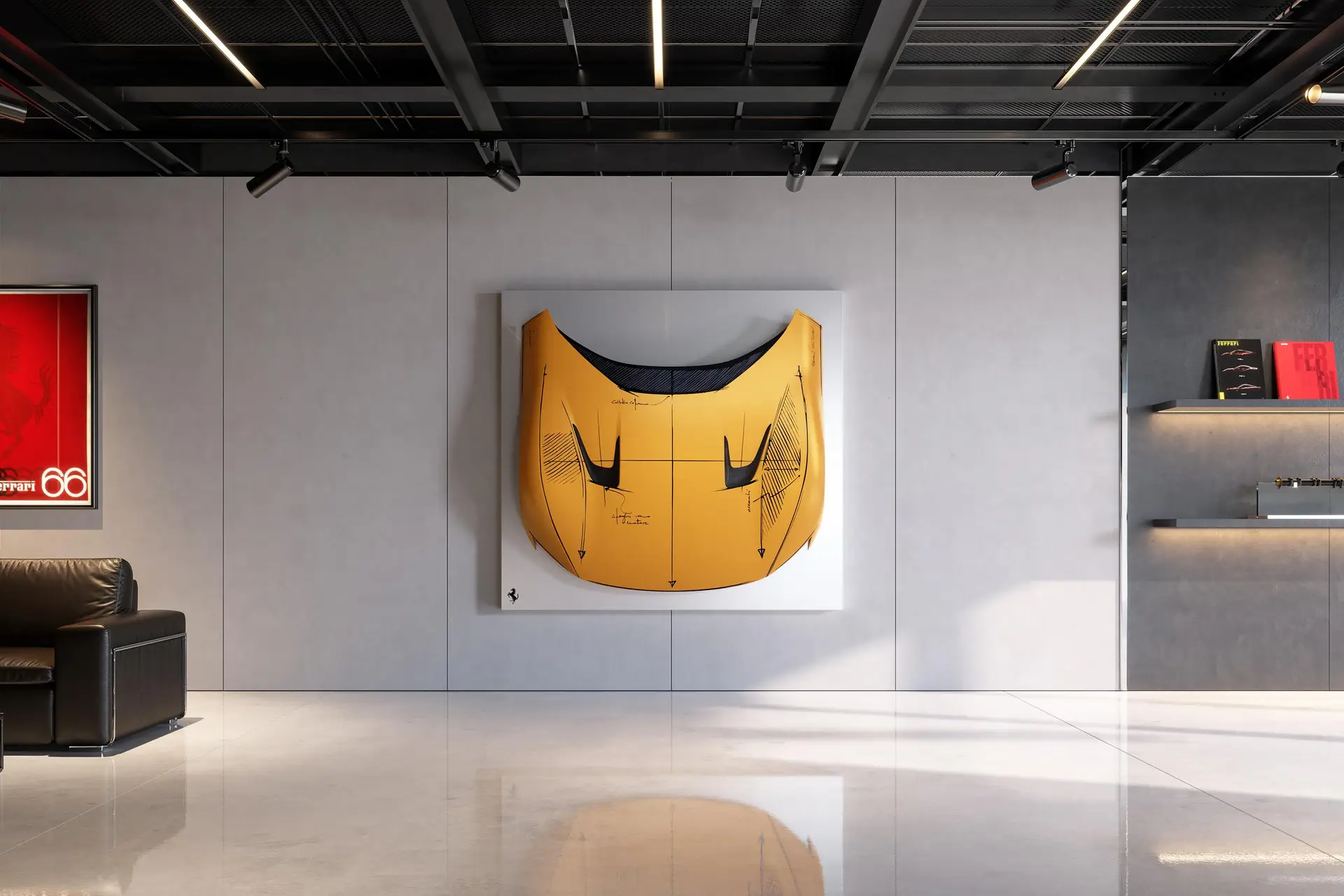 Ferrari-kunst-aan-de-muur-12Cilindri-kantoor