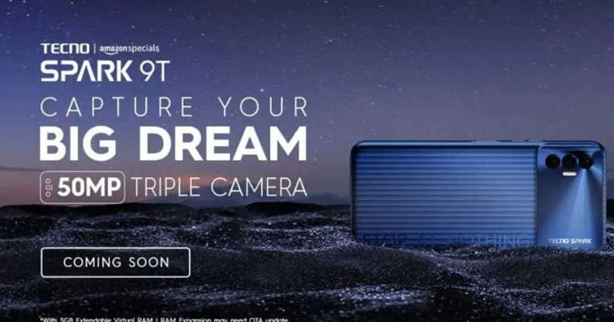 tecno spark 9t india launch amazon listing