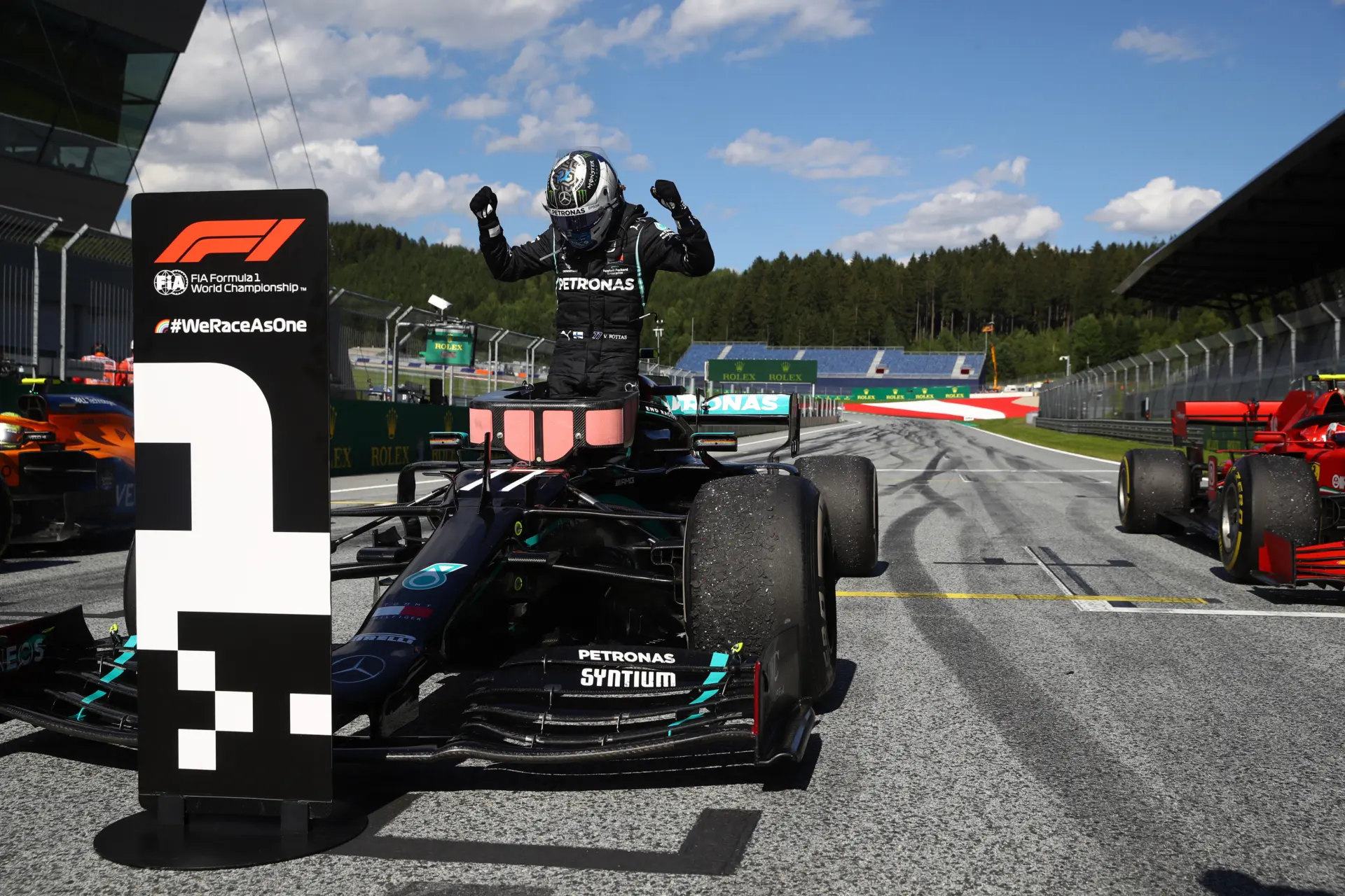 Bottas sits behind the wheel of the widely-regarded 'fastest F1 car ever'