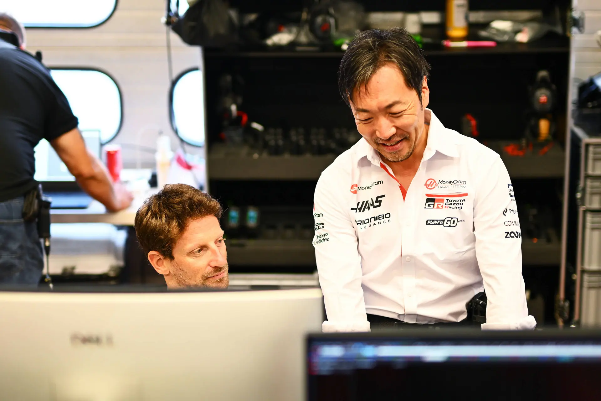 Grosjean is back in F1 action, receives surprise visit
