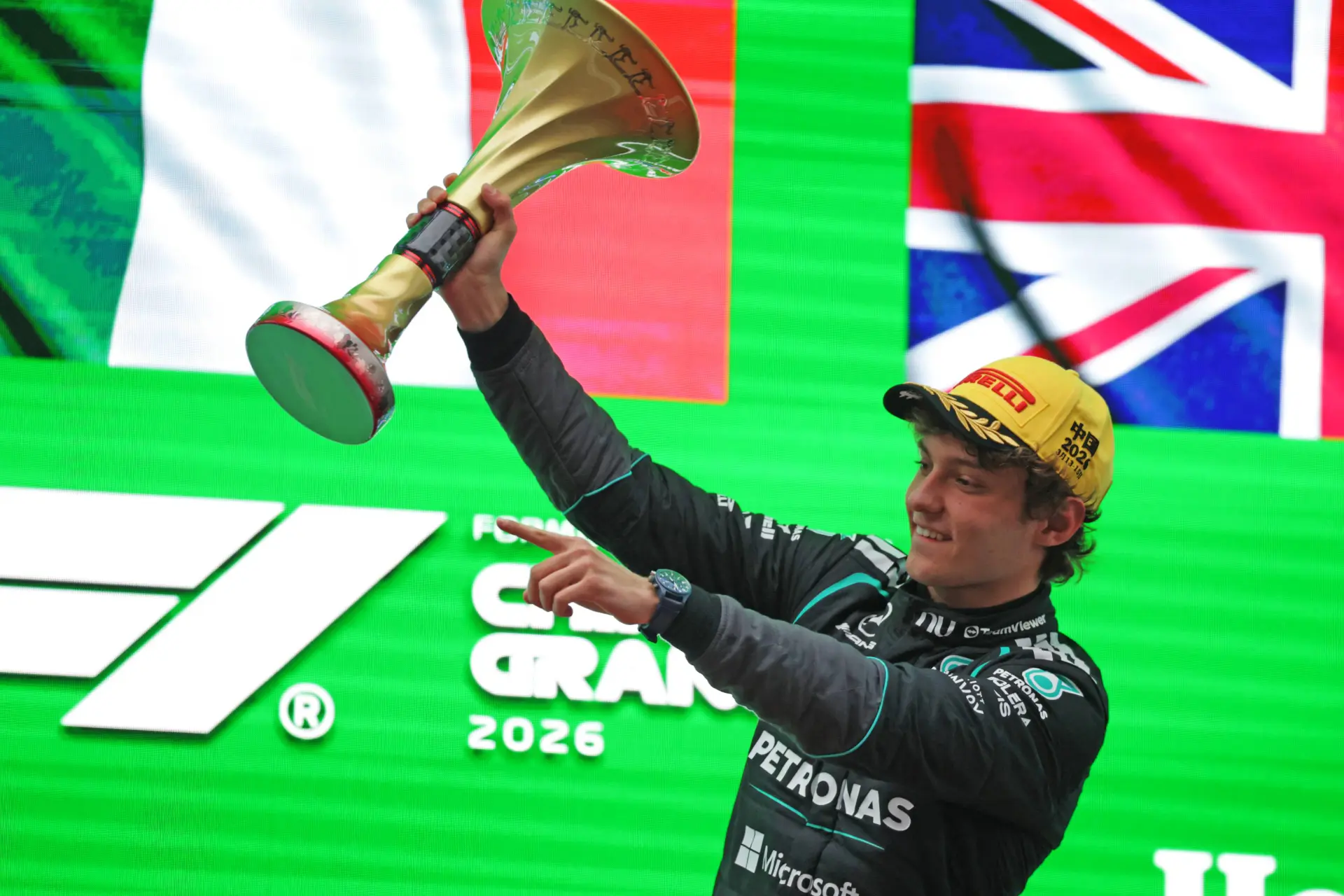 Antonelli reacts to bizarre Shanghai podium after 'Kimi Raikkonen' mix-up
