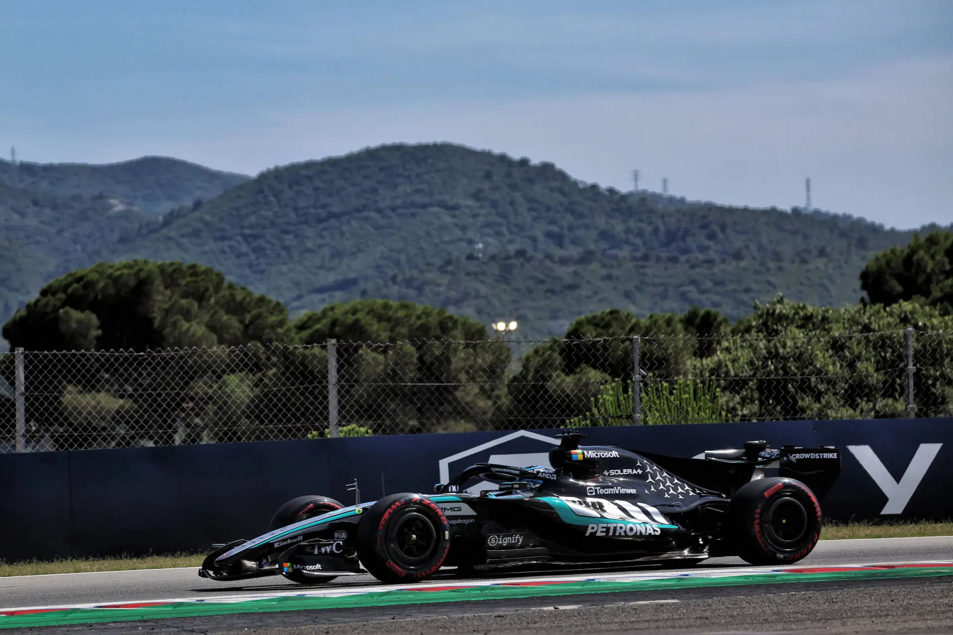 George Russell questions Mercedes strategy after losing out on Barcelona GP win