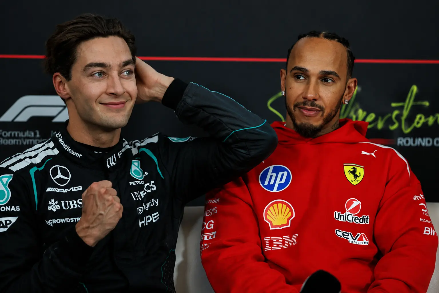George Russell pokes fun at Lewis Hamilton over Kim Kardashian with cheeky "new girlfriend" question