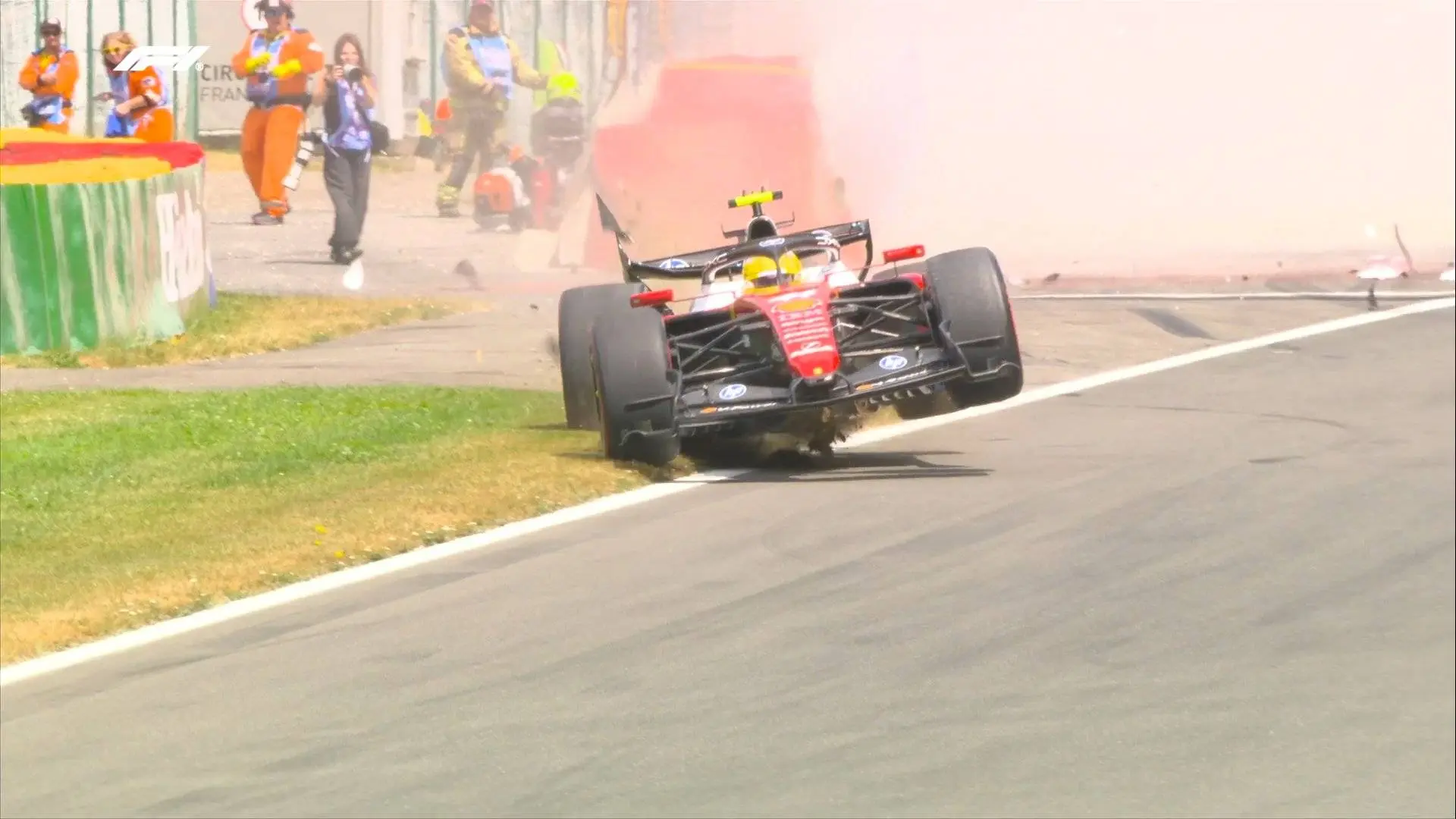 Hamilton crashes in FP3 giving Ferrari race against time to get car ready for Belgian GP qualifying