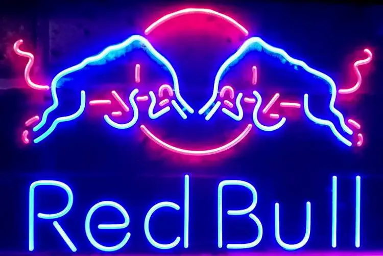 red bull logo neon