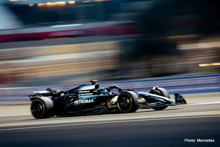 russell bahrain f1 testing mercedes