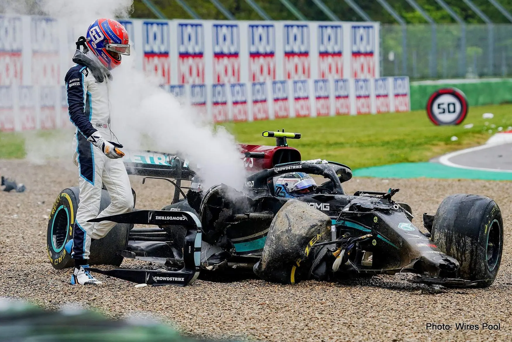 russell valtteri bottas imola crash 2021