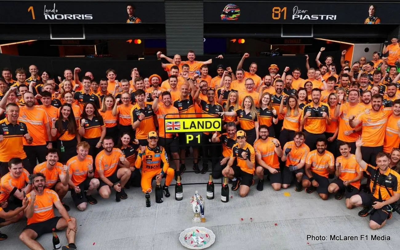 norris piastri f1 mclaren celebrate hungarian gp