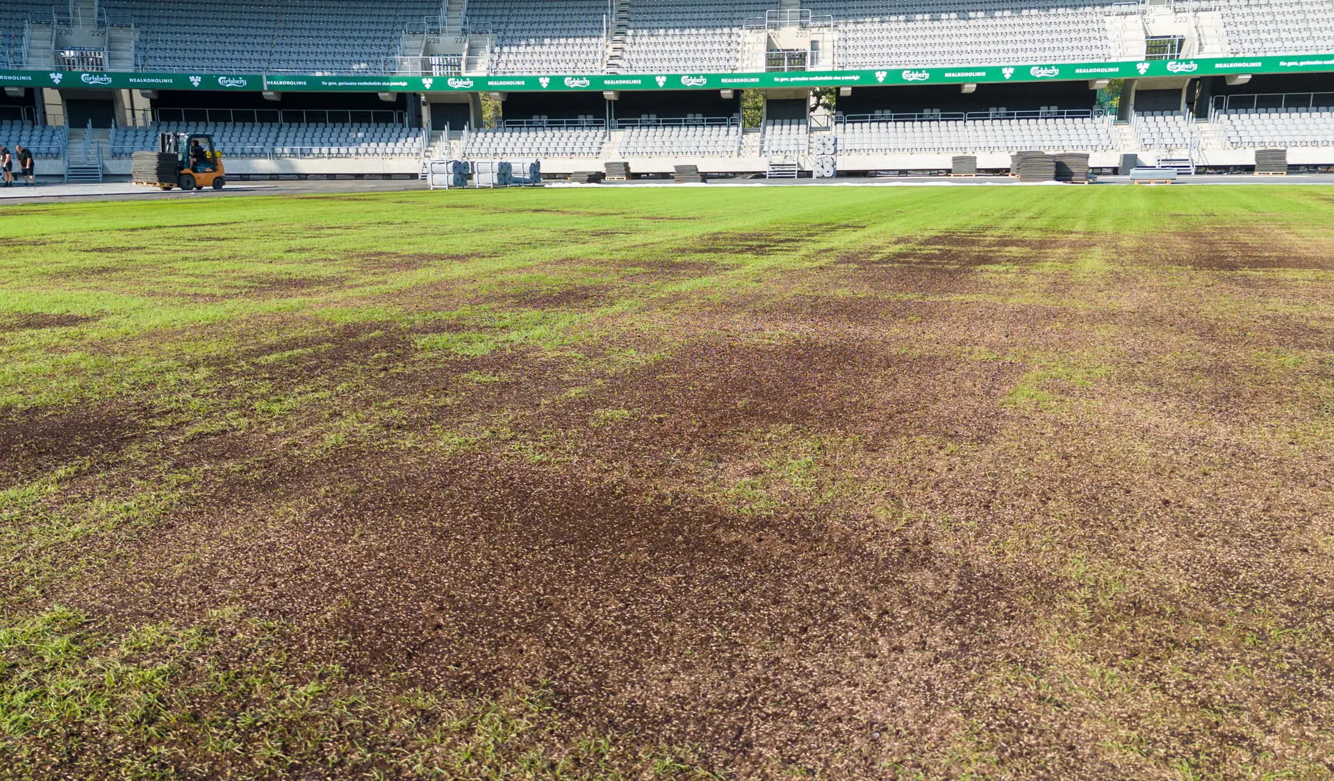 Atidengta gelbėta Kauno stadiono veja / Kas vyksta Kaune nuotr.
