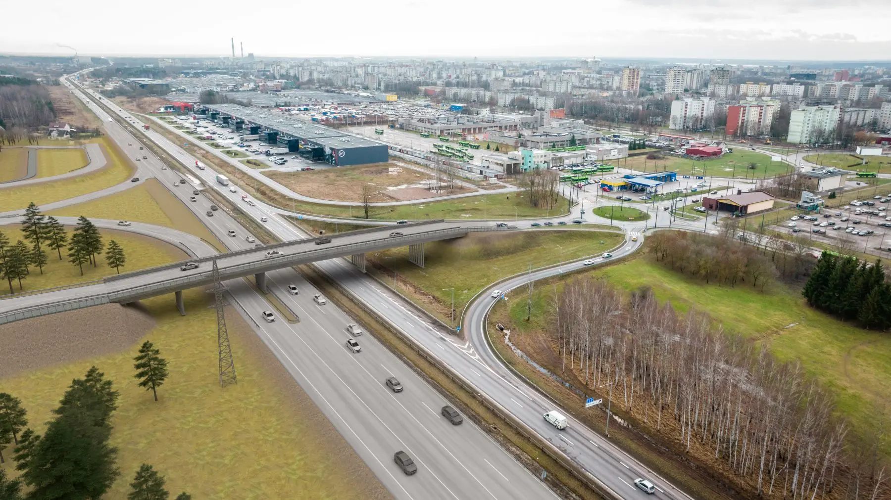 Naujo viaduko A1 kelyje vizualizacija