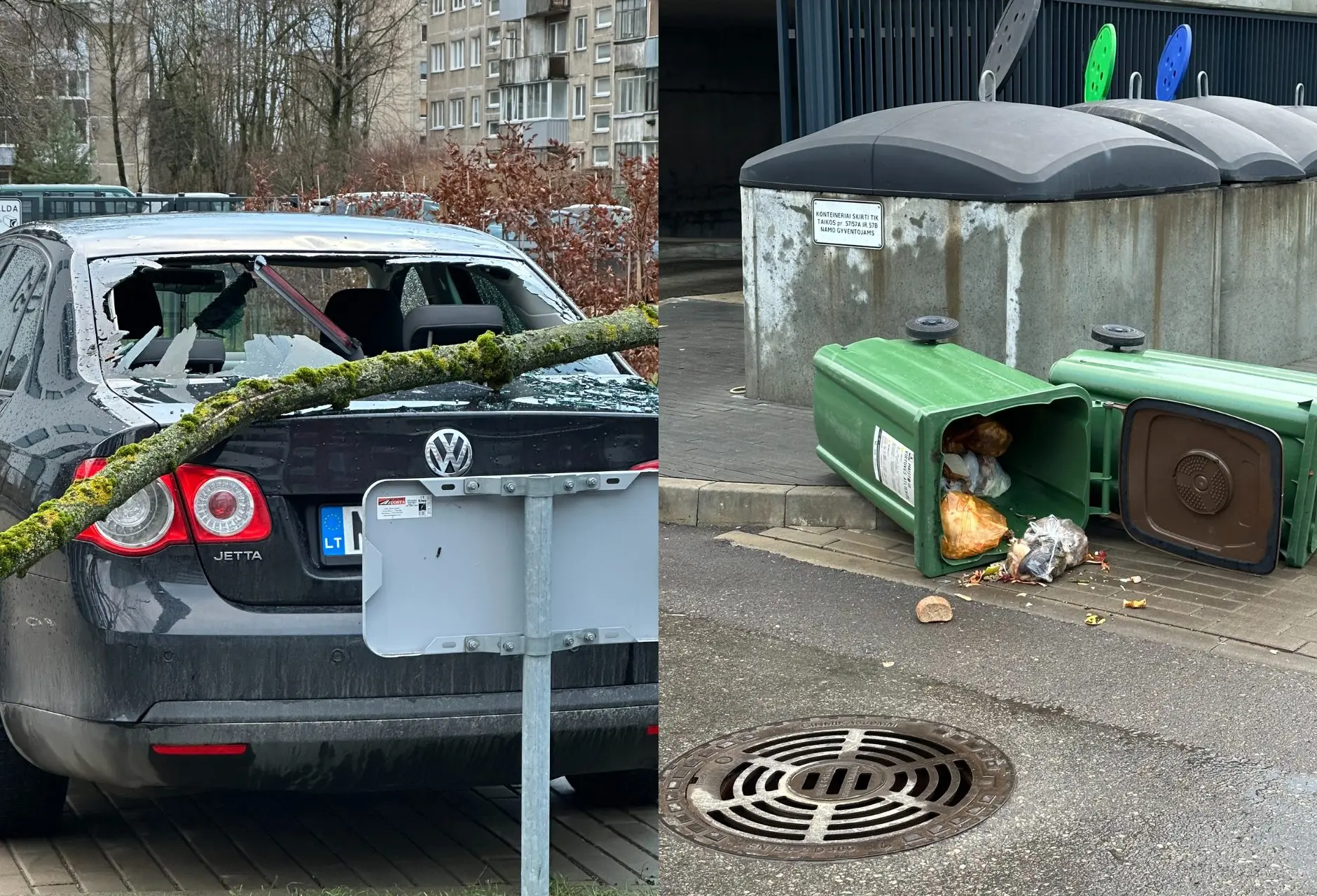 Vėjo padariniai Kaune / Skaitytojo nuotr.