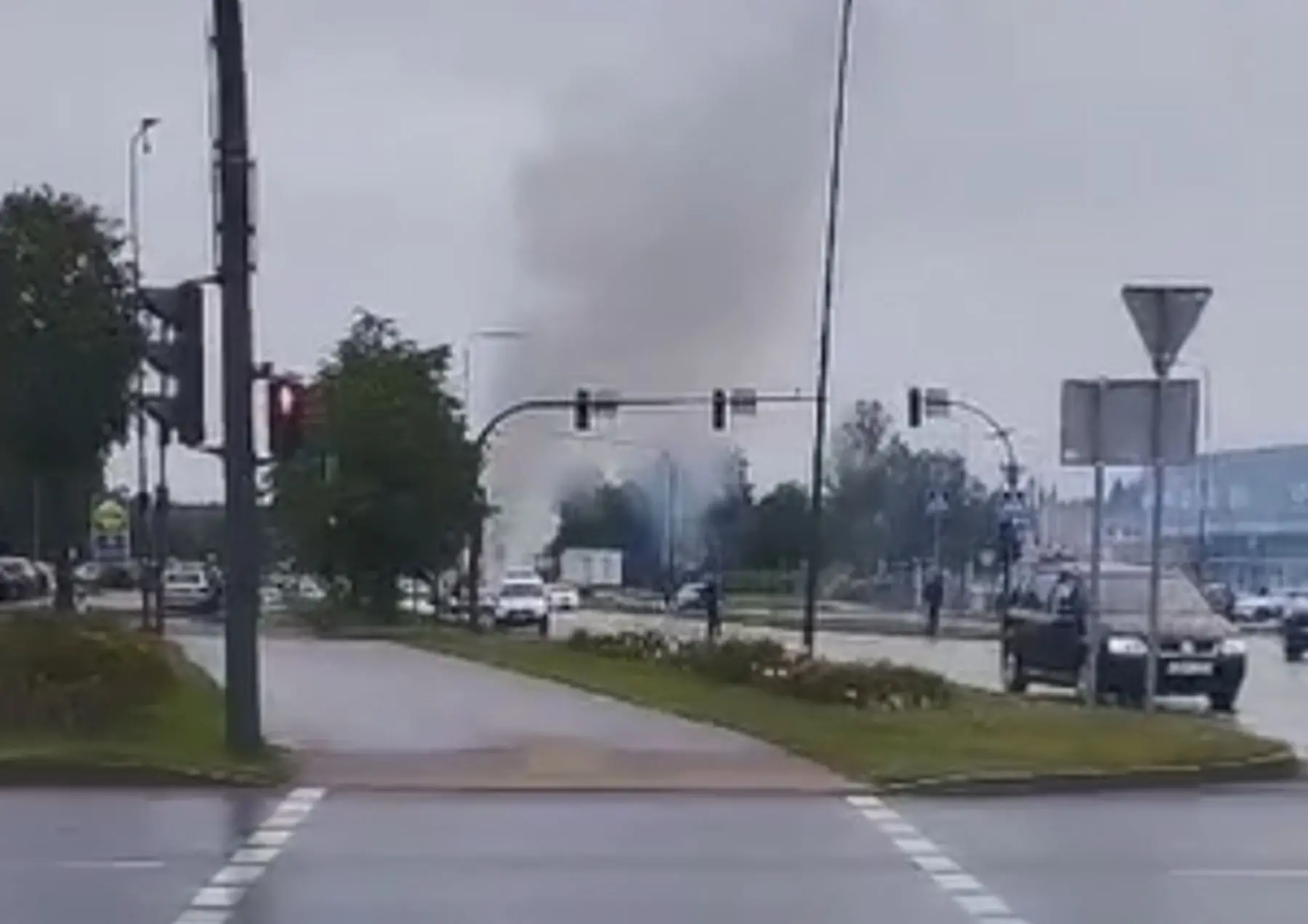 Netoli Muravos sankryžos dega sunkvežimis / Stop kadras