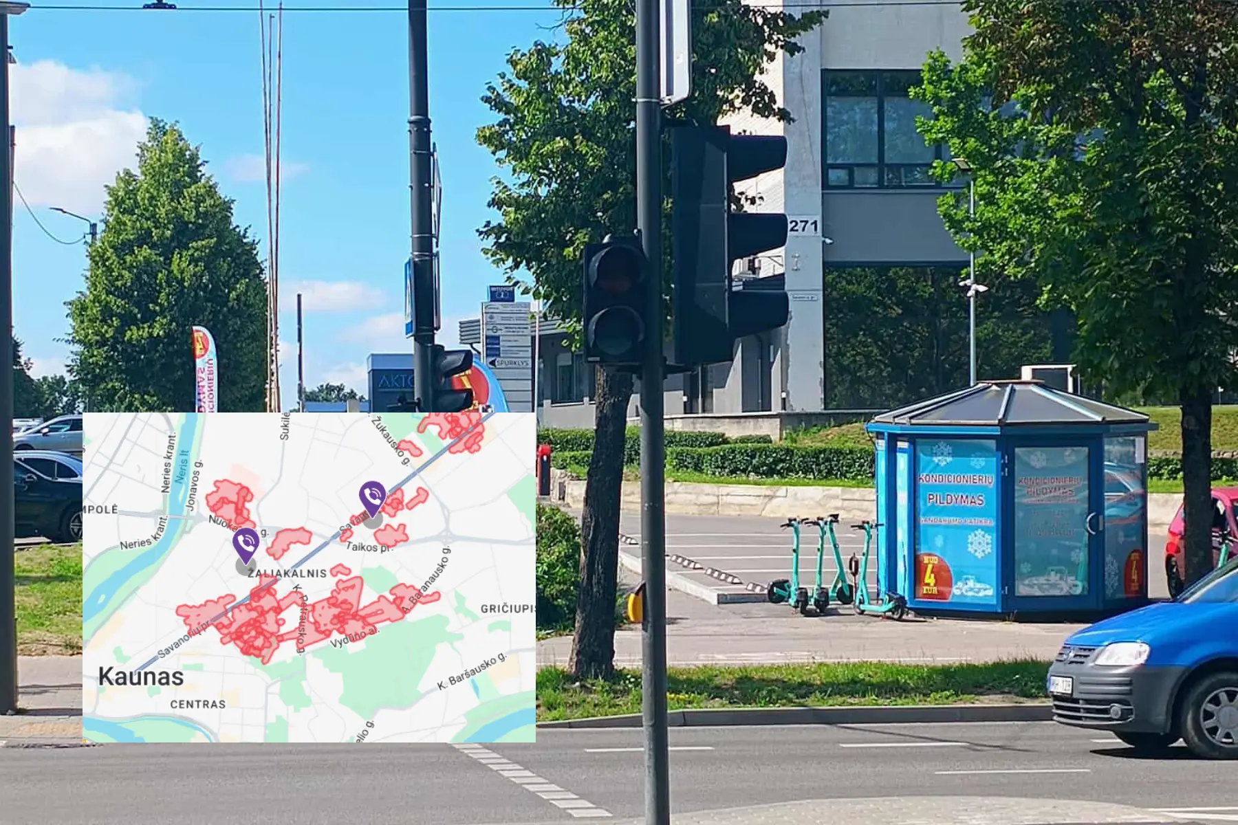 Kaune dingo elektra / Skaitytojų nuotr. / ESO atjungimų žemėlapio nuotr.