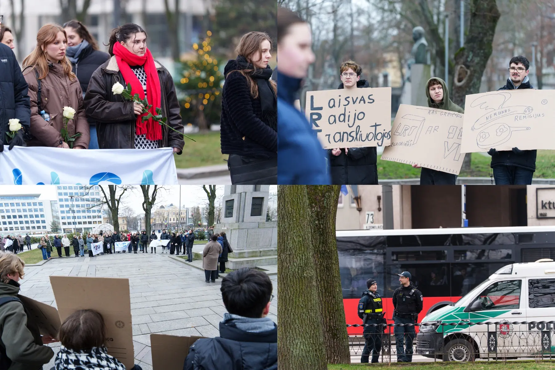 Studentai prie „Laisvės“ paminklo surengė akciją už laisvo žodžio išsaugojimą