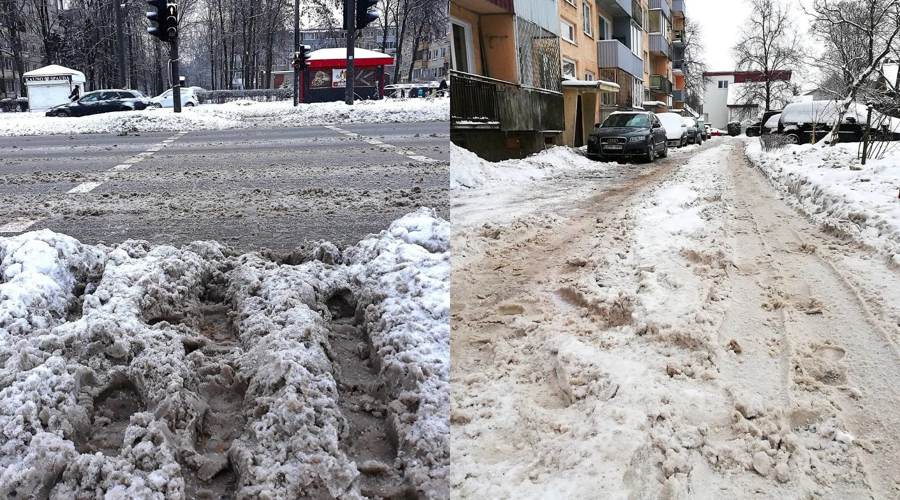 Dėl suledėjusio sniego, pėsčiųjų takai tapo neįveikiami asmenims su negalia