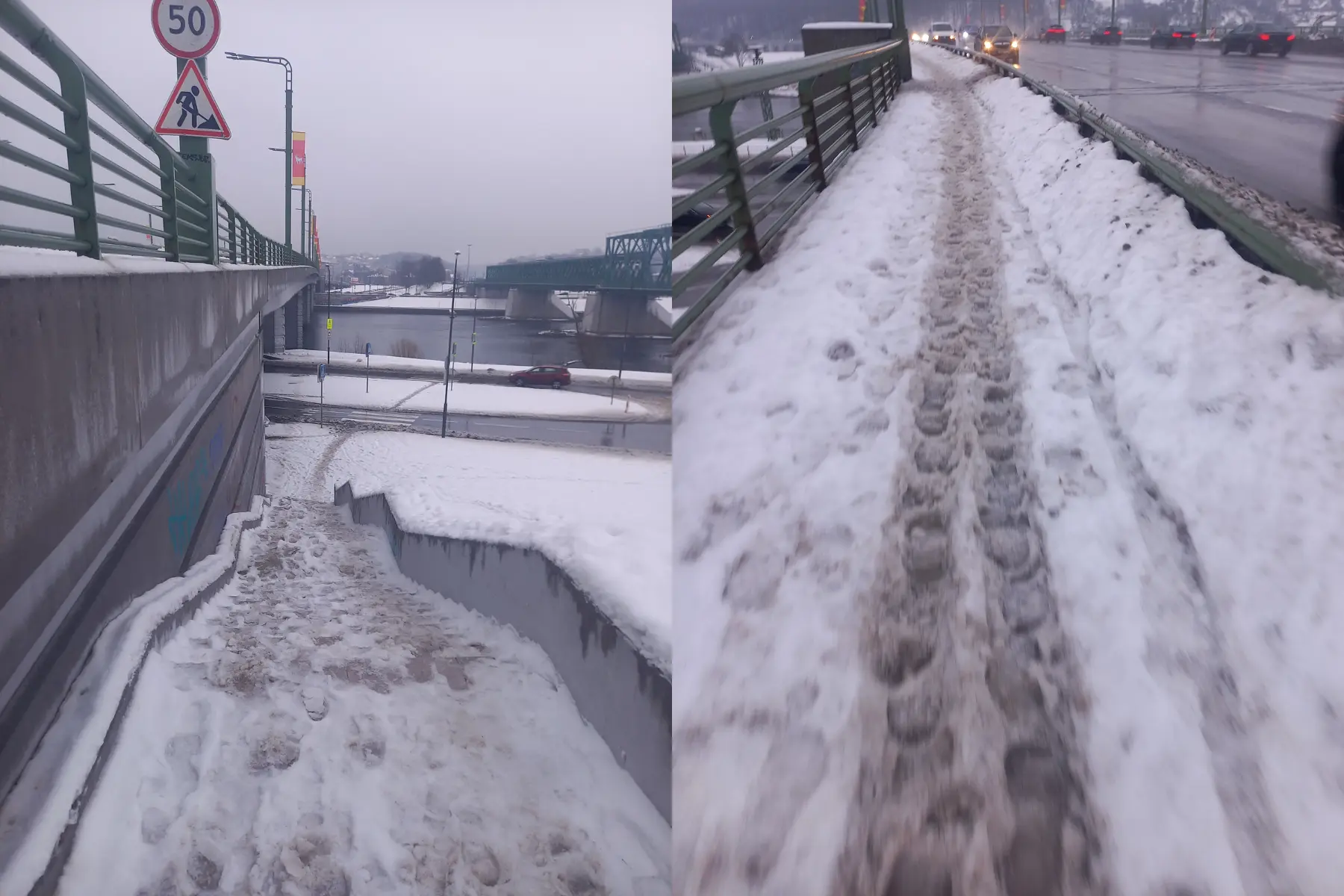 Slidūs pėsčiųjų takai ir nebarstyti laiptai: žmonės nebežino, kaip saugiai praeiti