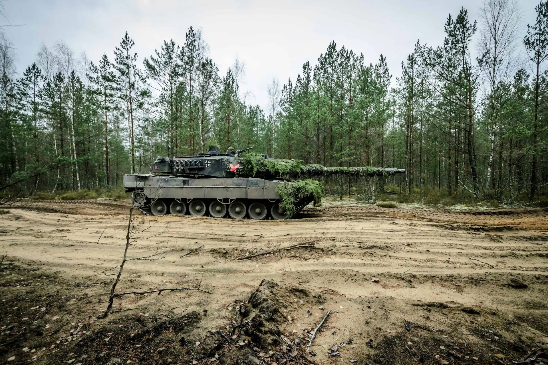 Vokietijos kariuomenės tankas „Leopard 2A6“ Pabradės poligone, 2020 m. / V. Stonio nuotr.