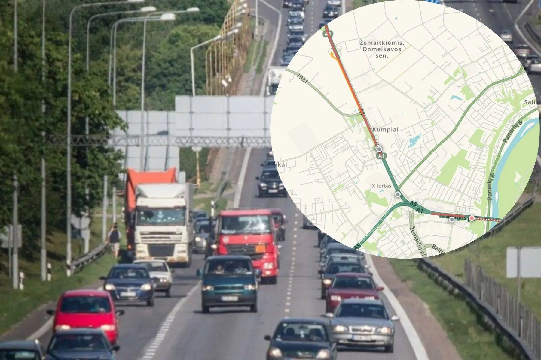 Spūstis kelyje A1 / Kas vyksta Kaune montažas