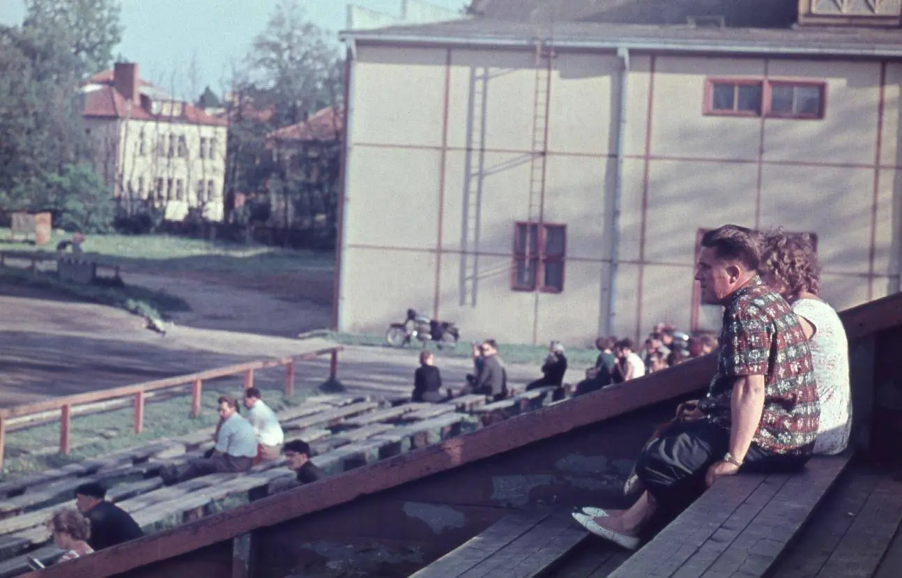 Kūno kultūros instituto stadiono tribūnos. Fot. S. Lukošius, 1965 m. Kauno miesto muziejaus fondai