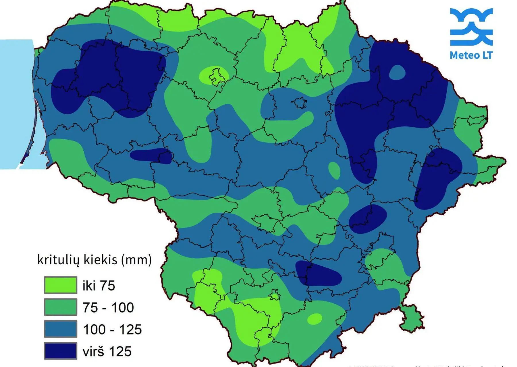 Rugsėjo kritulių žemėlapis/ Meteo LT nuotr.