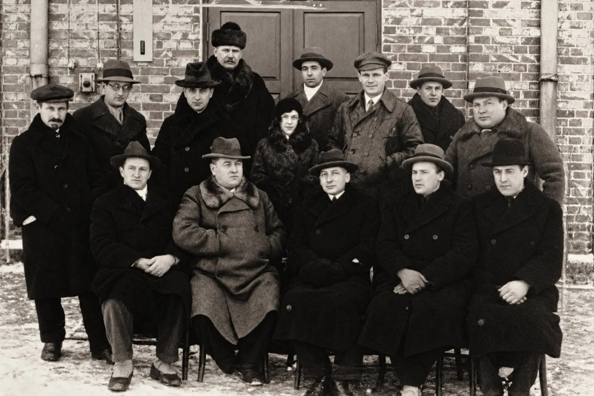 Akcinės bendrovės „I.B. Volfas-Engelman“ tarnautojai. Pirmos eilės centre Sulimas Volfas. Kaunas XX a. 4 dešimtmetis. LCVA P-15330