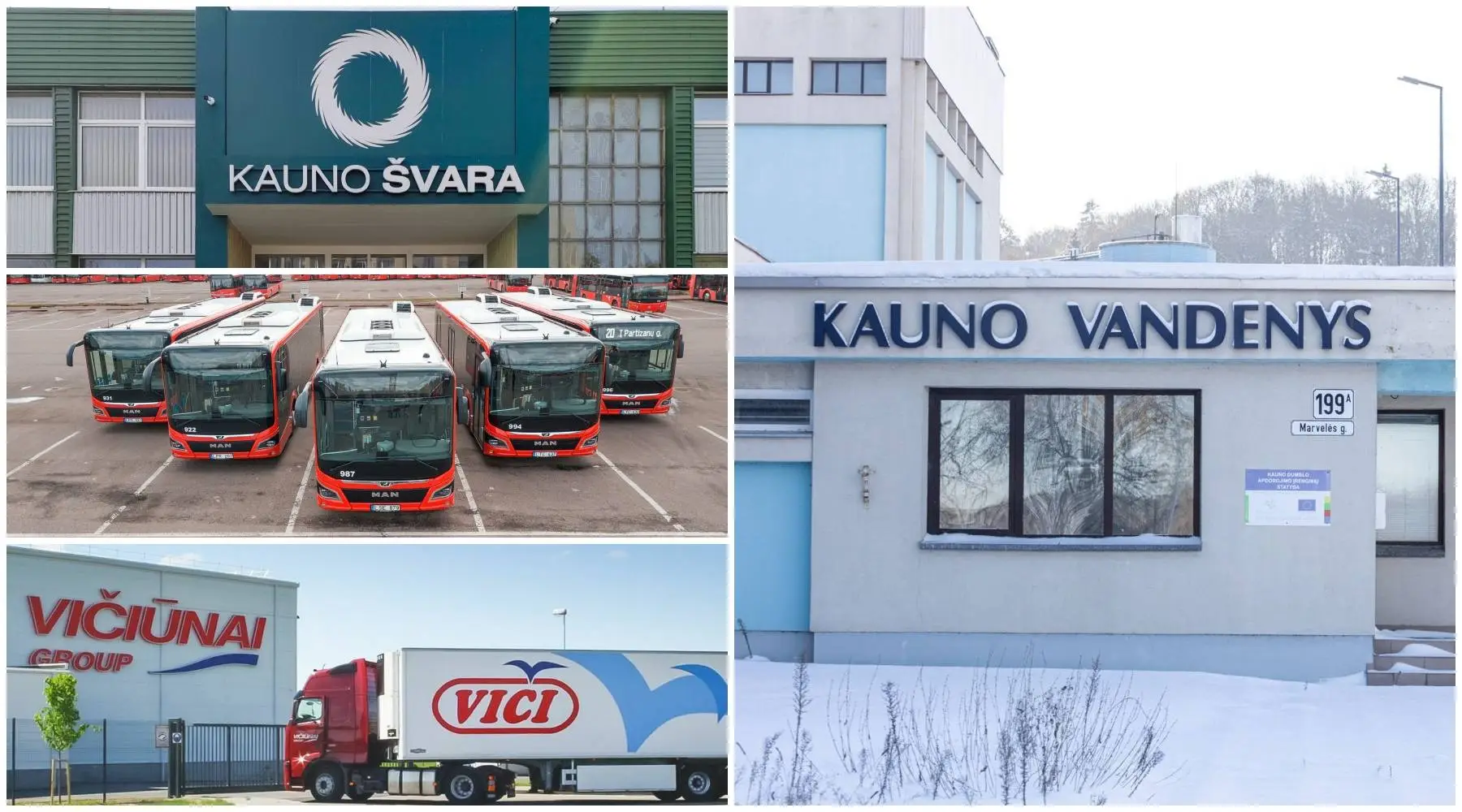 „Kauno švara“, „Kauno autobusai“, „Vičiūnų grupė“, „Kauno vandenys“ / „Kas vyksta Kaune“ fotomontažas
