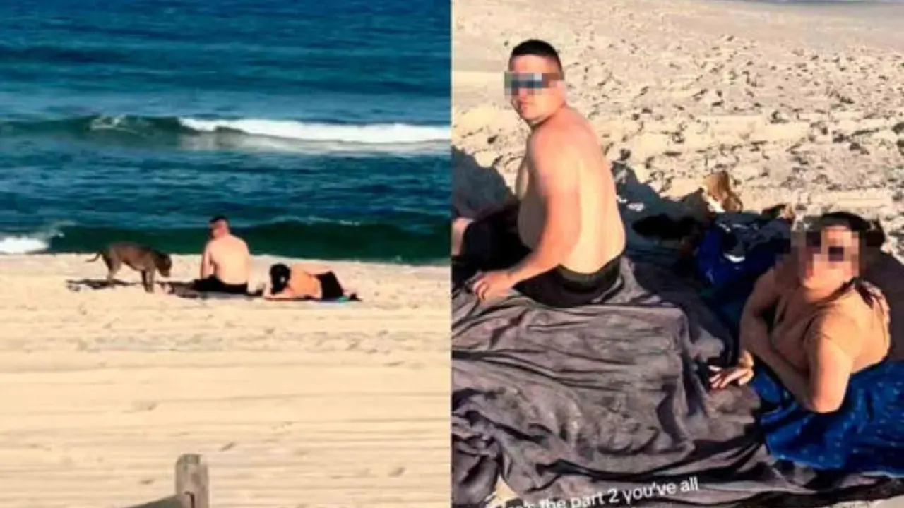 Zwangere vrouw betrapt ontrouwe echtgenoot op strand (video)