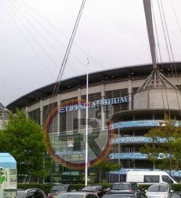 facciata stadio etihad stadium manchester city roma vigilia 2992014